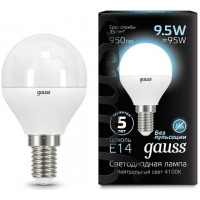 Gauss Лампа Шар 9.5W 950lm 4100K E14 LED в каталоге электрики 220.ru, артикул GSS-105101210