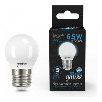 Gauss Лампа Шар 6.5W 550lm 6500K E27 LED в каталоге электрики 220.ru, артикул GSS-105102307