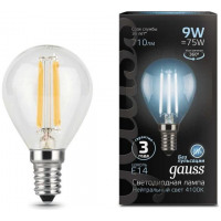 Gauss Лампа Filament Шар 9W 710lm 4100К Е14 LED в каталоге электрики 220.ru, артикул GSS-105801209