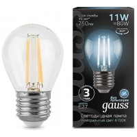 Gauss Лампа Filament Шар 11W 830lm 4100К Е27 LED в каталоге электрики 220.ru, артикул GSS-105802211