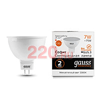 Gauss Лампа Elementary MR16 7W 530lm 3000K GU5.3 LED в каталоге электрики 220.ru, артикул GSS-13517