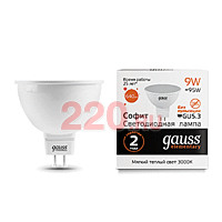 Gauss Лампа Elementary MR16 9W 640lm 3000K GU5.3 LED в каталоге электрики 220.ru, артикул GSS-13519