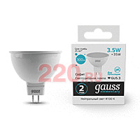 Gauss Лампа Elementary MR16 3.5W 300lm 4100K GU5.3 LED в каталоге электрики 220.ru, артикул GSS-13524