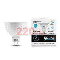 Gauss Лампа Elementary MR16 9W 660lm 4100K GU5.3 LED в каталоге электрики 220.ru, артикул GSS-13529