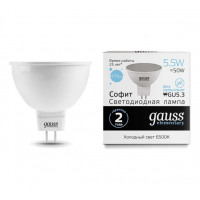 Gauss Лампа Elementary MR16 5.5W 470lm 6500К GU5.3 LED в каталоге электрики 220.ru, артикул GSS-13536