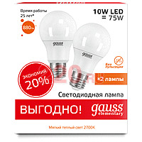 Лампа Gauss LED Elementary A60 10W E27 2700K в каталоге электрики 220.ru, артикул GSS-23210P-1