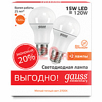 Лампа Gauss Elementary LED A60 15W E27 2700K в каталоге электрики 220.ru, артикул GSS-23215P-1