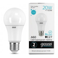 Gauss Лампа Elementary A60 20W 1600lm 4100K E27 LED в каталоге электрики 220.ru, артикул GSS-23229