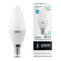 Gauss Лампа Elementary Свеча 6W 450lm 4100K Е14 LED в каталоге электрики 220.ru, артикул GSS-33126