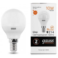 Gauss Лампа Elementary Шар 10W 710lm 3000K Е14 LED в каталоге электрики 220.ru, артикул GSS-53110