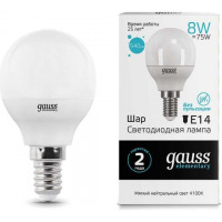 Gauss Лампа Elementary Шар 8W 540lm 4100K Е14 LED в каталоге электрики 220.ru, артикул GSS-53128