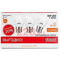 Лампа Gauss LED Elementary Globe 6W E27 2700K в каталоге электрики 220.ru, артикул GSS-53216T-1