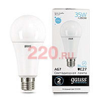 Gauss Лампа Elementary A67 35W 2790lm 6500K E27 LED в каталоге электрики 220.ru, артикул GSS-70235