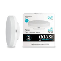 Gauss Лампа Elementary GX53 6W 460lm 4100K LED в каталоге электрики 220.ru, артикул GSS-83826