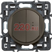 Клавиша двойная с подсветкой, выключателя (переключателя, кнопки) двухклавишного, графит, Legrand Celiane 2 в каталоге электрики 220.ru, артикул LN-067904