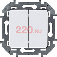 Выключатель двухклавишный 10 AX - 250 В, цвет — белый, Legrand Inspiria в каталоге электрики 220.ru, артикул LN-673620