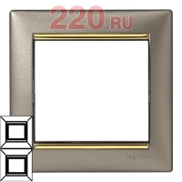 Рамка двойная вертикал. Legrand Valena Титан/Золото в каталоге электрики 220.ru, артикул LN-770366