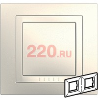 Рамка с декоративным элементом, двойная бежевый, Schneider Unica в каталоге электрики 220.ru, артикул SCMGU2.004.25