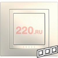 Рамка с декоративным элементом, тройная бежевый, Schneider Unica в каталоге электрики 220.ru, артикул SCMGU2.006.25