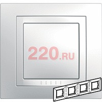 Рамка с декоративным элементом, 4-ная белый, Schneider Unica в каталоге электрики 220.ru, артикул SCMGU2.008.18