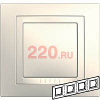 Рамка с декоративным элементом, 4-ная бежевый, Schneider Unica в каталоге электрики 220.ru, артикул SCMGU2.008.25