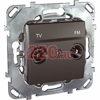 Tv/fm розетка оконечная, механизмы Unica Schneider в каталоге электрики 220.ru, артикул SCMGU5.452.12ZD