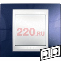 Рамка горизонтальная, двойная хамелеон индиго/ белый, Unica Хамелеон в каталоге электрики 220.ru, артикул SCMGU6.004.842
