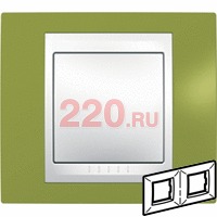 Рамка горизонтальная, двойная хамелеон фисташковый/ белый, Unica Хамелеон в каталоге электрики 220.ru, артикул SCMGU6.004.866