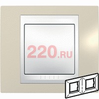 Рамка горизонтальная, двойная хамелеон песчаный/ белый, Unica Хамелеон в каталоге электрики 220.ru, артикул SCMGU6.004.867