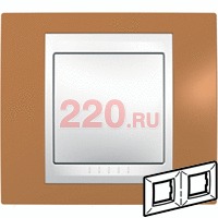 Рамка горизонтальная, двойная хамелеон оранжевый/ белый, Unica Хамелеон в каталоге электрики 220.ru, артикул SCMGU6.004.869