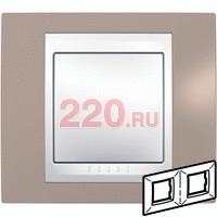 Рамка горизонтальная, двойная хамелеон коричневый/ белый, Unica Хамелеон в каталоге электрики 220.ru, артикул SCMGU6.004.874