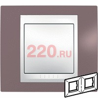 Рамка горизонтальная, двойная хамелеон лиловый/ белый, Unica Хамелеон в каталоге электрики 220.ru, артикул SCMGU6.004.876