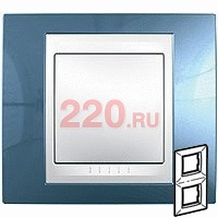 Рамка вертикальная двойная хамелеон голубой лед/ бежевый, Unica Хамелеон в каталоге электрики 220.ru, артикул SCMGU6.004V.554