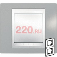 Рамка вертикальная двойная хамелеон серый/ бежевый, Unica Хамелеон в каталоге электрики 220.ru, артикул SCMGU6.004V.565