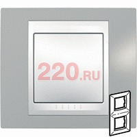 Рамка вертикальная двойная хамелеон серый/ белый, Unica Хамелеон в каталоге электрики 220.ru, артикул SCMGU6.004V.865