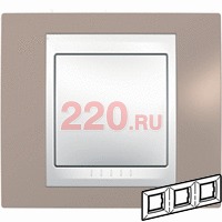 Рамка горизонтальная, тройная хамелеон коричневый/ белый, Unica Хамелеон в каталоге электрики 220.ru, артикул SCMGU6.006.874