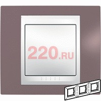 Рамка горизонтальная, тройная хамелеон лиловый/ белый, Unica Хамелеон в каталоге электрики 220.ru, артикул SCMGU6.006.876