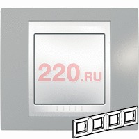 Рамка горизонтальная, 4-ная хамелеон серый/ белый, Unica Хамелеон в каталоге электрики 220.ru, артикул SCMGU6.008.865