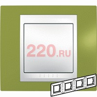 Рамка горизонтальная, 4-ная хамелеон фисташковый/ белый, Unica Хамелеон в каталоге электрики 220.ru, артикул SCMGU6.008.866