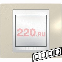 Рамка горизонтальная, 4-ная хамелеон песчаный/ белый, Unica Хамелеон в каталоге электрики 220.ru, артикул SCMGU6.008.867