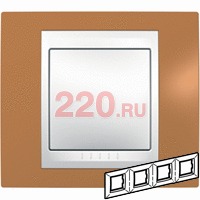 Рамка горизонтальная, 4-ная хамелеон оранжевый/ белый, Unica Хамелеон в каталоге электрики 220.ru, артикул SCMGU6.008.869