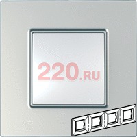 Рамка Уника Квадро 4-ная серебро, Unica Quadro в каталоге электрики 220.ru, артикул SCMGU6.708.55