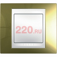Рамка одинарная золото беж вставка, Unica Хамелеон в каталоге электрики 220.ru, артикул SCMGU66.002.504