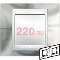 Рамка двойная сереб беж вставка, Unica Хамелеон в каталоге электрики 220.ru, артикул SCMGU66.004.510