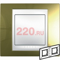 Рамка двойная золото бел вставка, Unica Хамелеон в каталоге электрики 220.ru, артикул SCMGU66.004.804