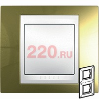 Рамка двойная вертикал золото беж вставк, Unica Хамелеон в каталоге электрики 220.ru, артикул SCMGU66.004V.504