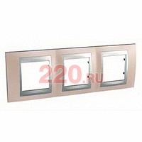 Рамка тройная Уника ТОП, оникс/алюм, Unica Top в каталоге электрики 220.ru, артикул SCMGU66.006.096