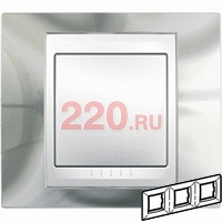 Рамка тройная сереб бел вставка, Unica Хамелеон в каталоге электрики 220.ru, артикул SCMGU66.006.810