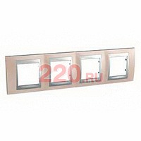 Рамка 4-ная Уника ТОП, оникс/алюм, Unica Top в каталоге электрики 220.ru, артикул SCMGU66.008.096