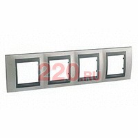 Рамка 4-ная Уника ТОП, никель/граф, Unica Top в каталоге электрики 220.ru, артикул SCMGU66.008.239